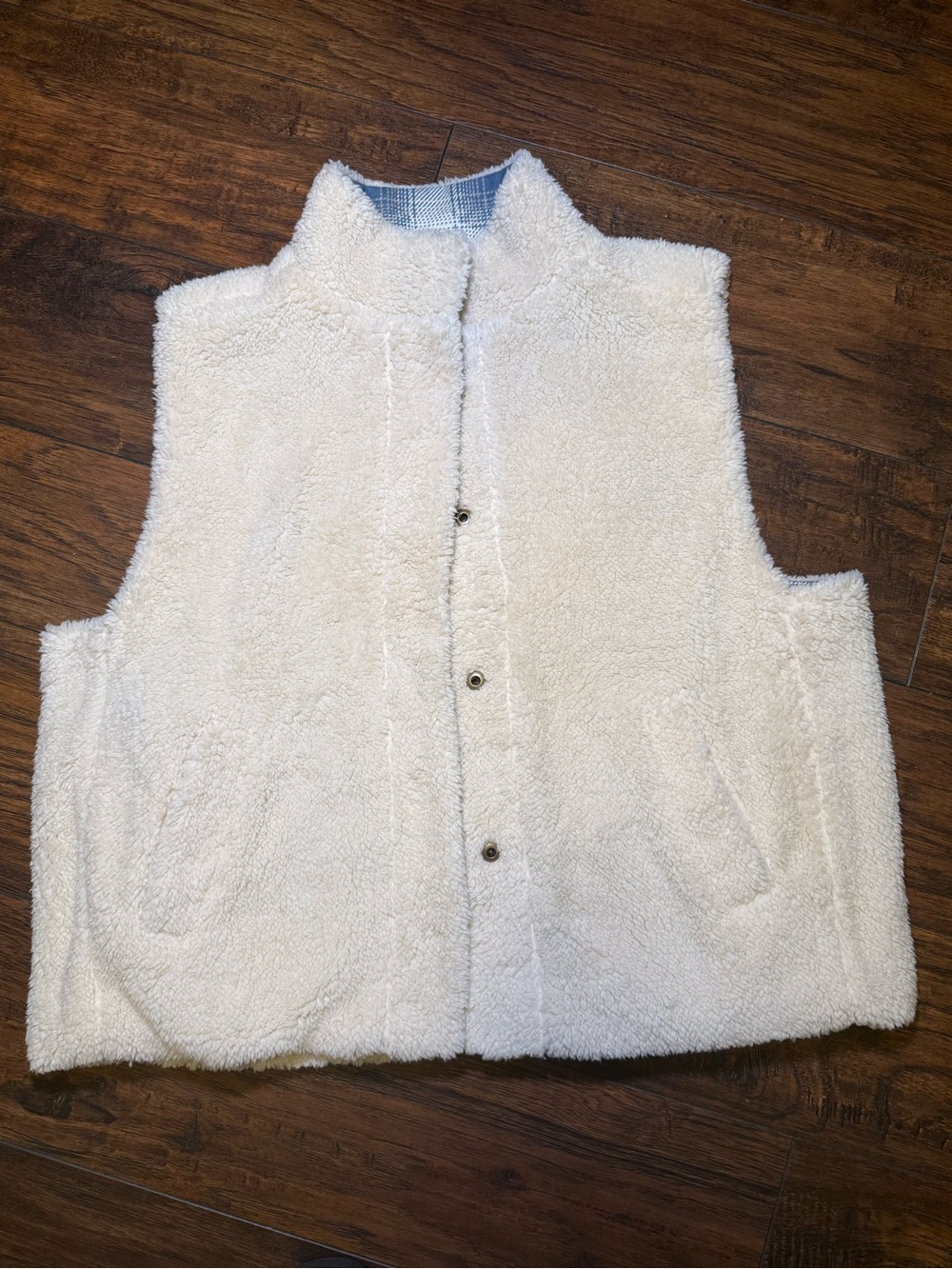CLEO + WOLF Women’s Alice Reversible Sherpa and Plaid Vest Size Large Western - Picture 5 of 12